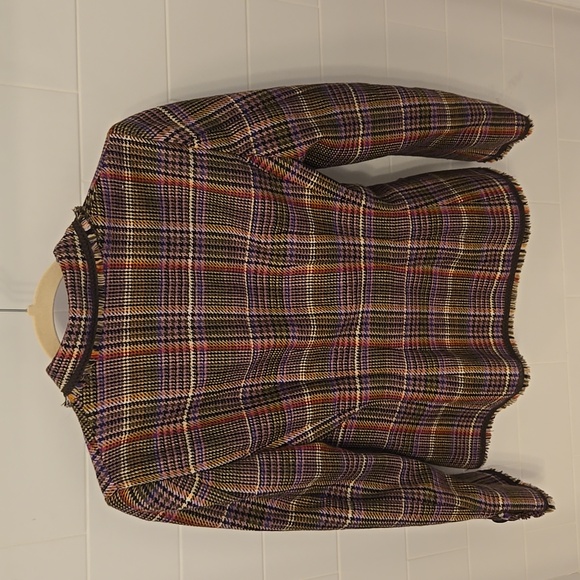 Vintage MOSCHINO Cheap and Chic Plaid Frayed Ends Blazer - Picture 8 of 9